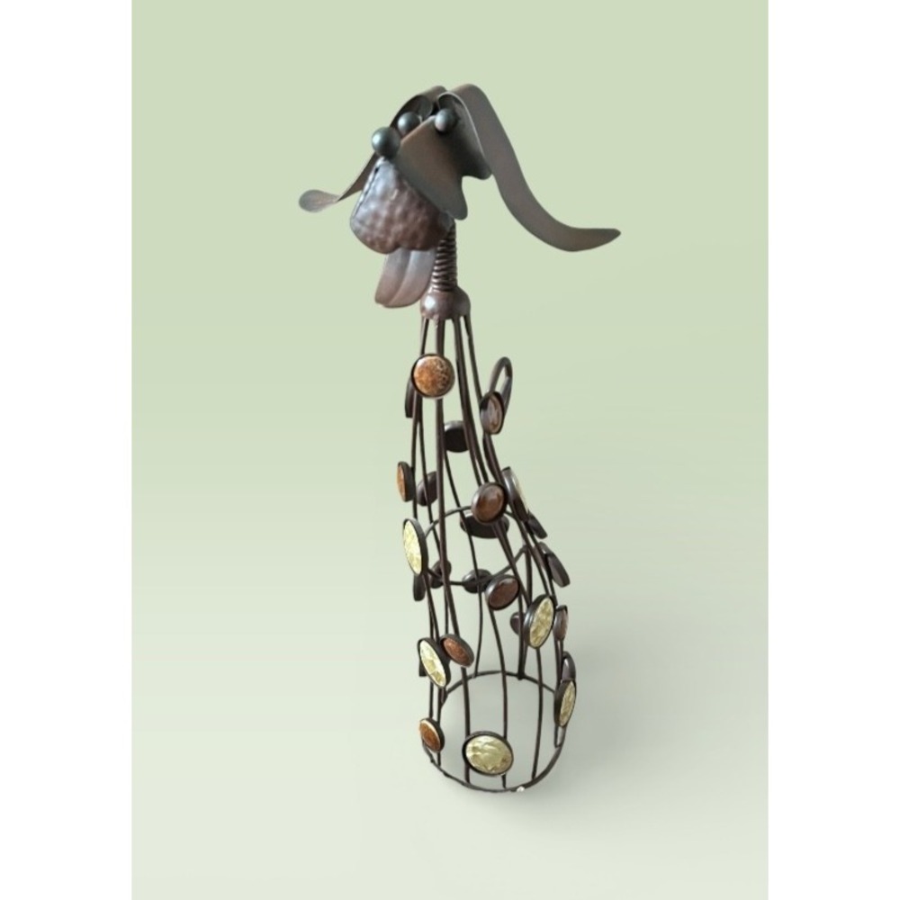 Vintage Dog‎ Wrought Iron Metal Sculpture Decorative Figurine Round Gemstones
